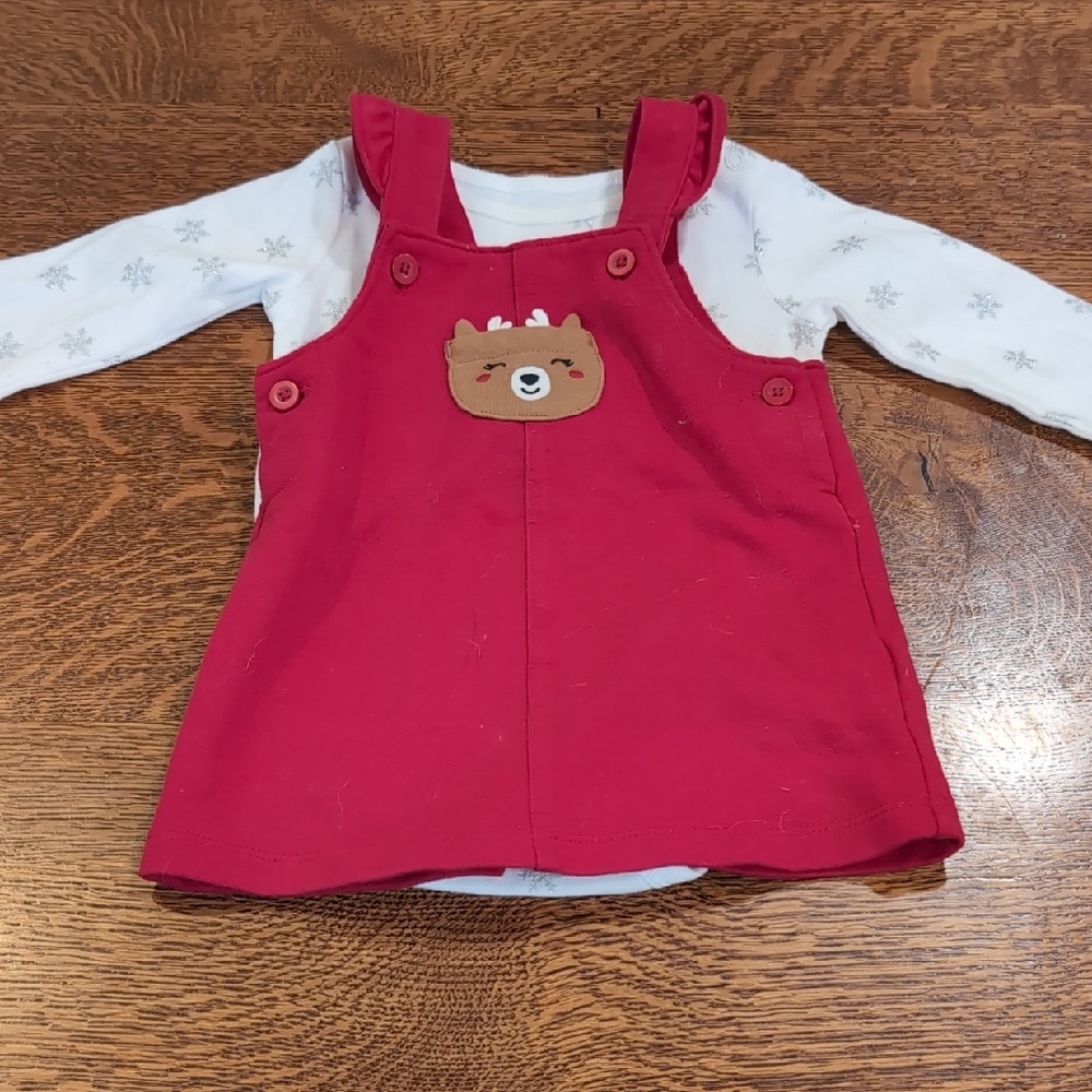 Red Baby Dress with Reindeer